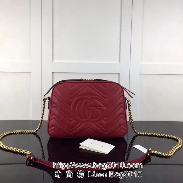 GUCCI古馳原單 新款專櫃品質原單貨實物實拍 443499 大紅鏈條單肩斜挎包 HY1221